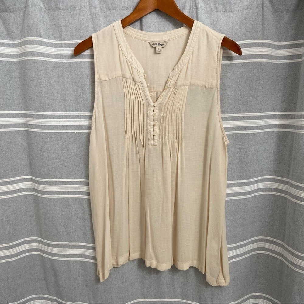 LUCKY BRAND / Cream Pop Over Sleeveless Vneck Top Size L